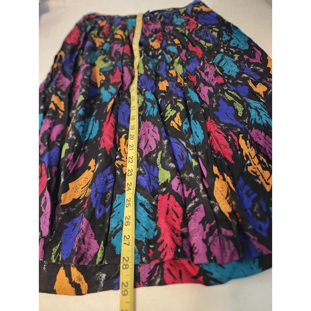 Vintage Worthington Rayon Skirt Leaf Print Full Swing Midi Skirt Colorful sz 14 - Picture 3 of 9
